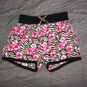 zebra/flower print shorts
